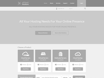 xHost Wireframe design hosting ui web wireframe