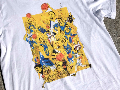 Warriors of Oakland- Commemorative T-Shirt apparel basketball design fashion illustration ink jon stich oakland portrait sports t shirt warriors