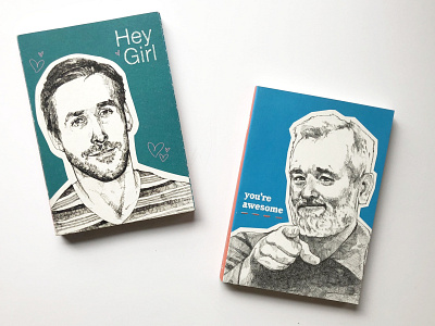 "Hey Girl" and "You're Awesome" Journals for Chronicle Books book book cover cover cover art cover illustration drawing illustration ink jon stich monotone portrait portrait art portrait illustration traditional illustration