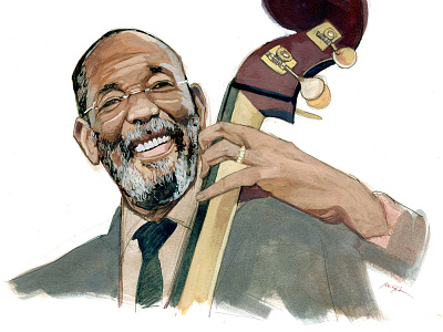 Portrait of Ron Carter for Hour Detroit editorial editorial illustration editorial portrait illustration painterly painting portrait portrait illustration realism traditional illustration