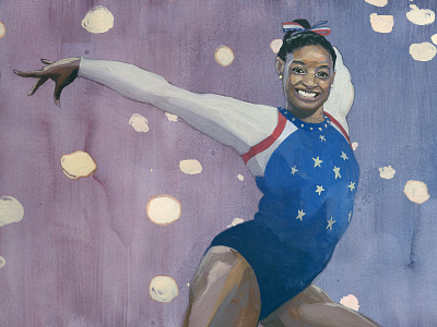 Simone Biles for The Washington Post editorial editorial illustration editorial portrait figurative illustration painterly portrait portrait illustration realism sports traditional illustration