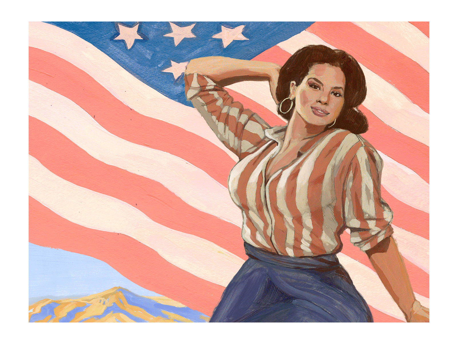 American Woman Illustrations // for CNN commercial editorial illustration illustrated portrait illustration jon stich painterly painting portrait realism television traditional illustration