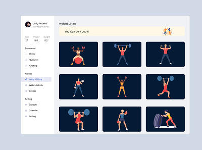 Weight lifting dashboad figma fitness app illustrator overview ui ux weight lifting