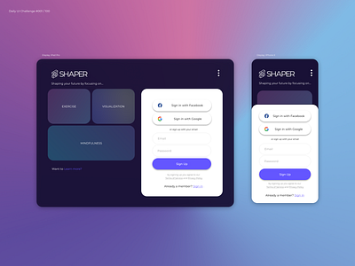 Daily UI #001 - Sign Up daily ui design mobile tablet ui ui design ux visual design