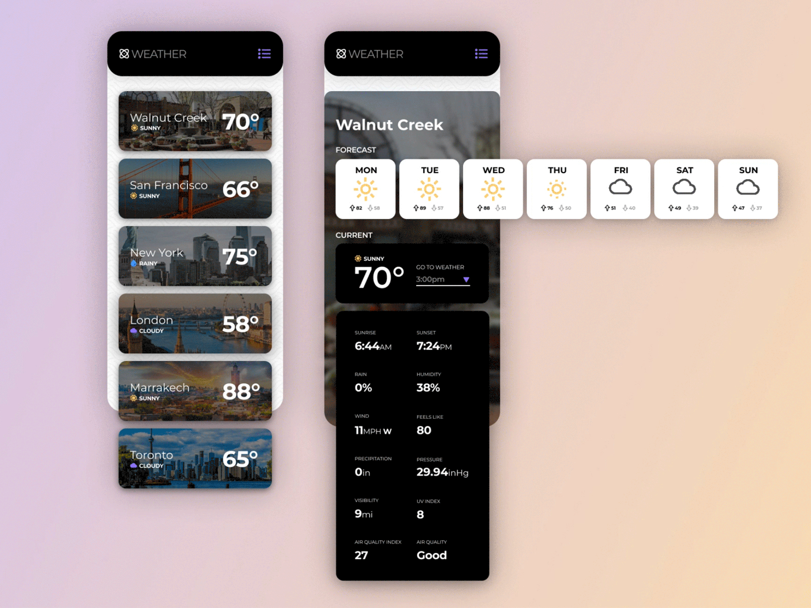 Daily UI #037 - Weather App animated gif app daily ui design mobile ui ui design ux visual design weather app