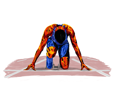 sprinter on olympic track illustration