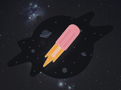 Pink Popsicle Space Travel branding design flat icon illustration logo