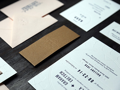 Wedding Shot embossed envelopes invitations letterpressed wedding