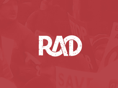 RAD logo brand debt deficit identity logo rad rally against debt red