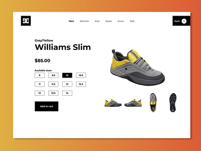 DC Shoes Product Page Design branding design ecommerce product typography ui ux website