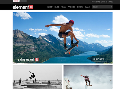 Element Skateboards Home Page branding design ecommerce home page ui ux