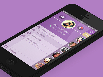 Chat app menu chat clean flat ios ios7 iphone menu mobile modern ui user interface
