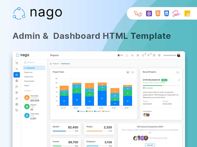 Nago - Admin & Dashboard HTML Template admin admin dashboard admin panel admin template admin themes bootstrap 4 clean design css html jquery latest premium admin templates responsive