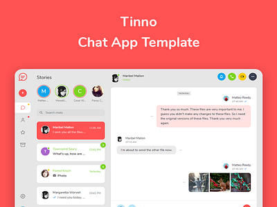 Tinno - Chat App Template bootstrap 4 chat clean design communication conversation dating platform design discussion html message messenger talk ui video call voice call