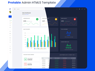 Protable - Responsive Admin Dashboard HTML5 Template admin dashboard admin panel admin template admin themes bootstrap 4 clean design css html jquery latest premium admin templates responsive admin