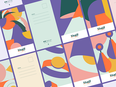 Shelf Postcards brand design brand identity branding design illustraion logo postcard shop vector