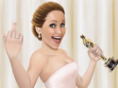 Best Actress caricature digital digital painting jennifer lawrence oscars painting