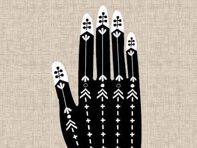 Foot Loose & Hand's Free black and white foot hand illustration mehndi pattern