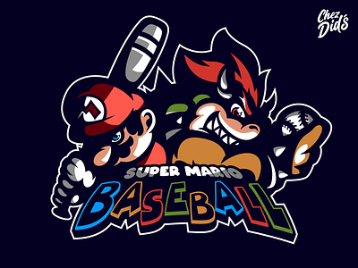 Super Mario Baseball Logo baseball brand bretagne design esport games gaming graphic design graphiste illustration logo logos mario mascot mascots sport super