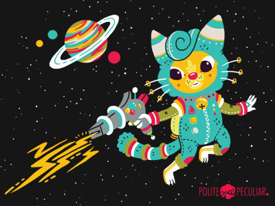 Kitty Cat Space Captain cat future pew pew space