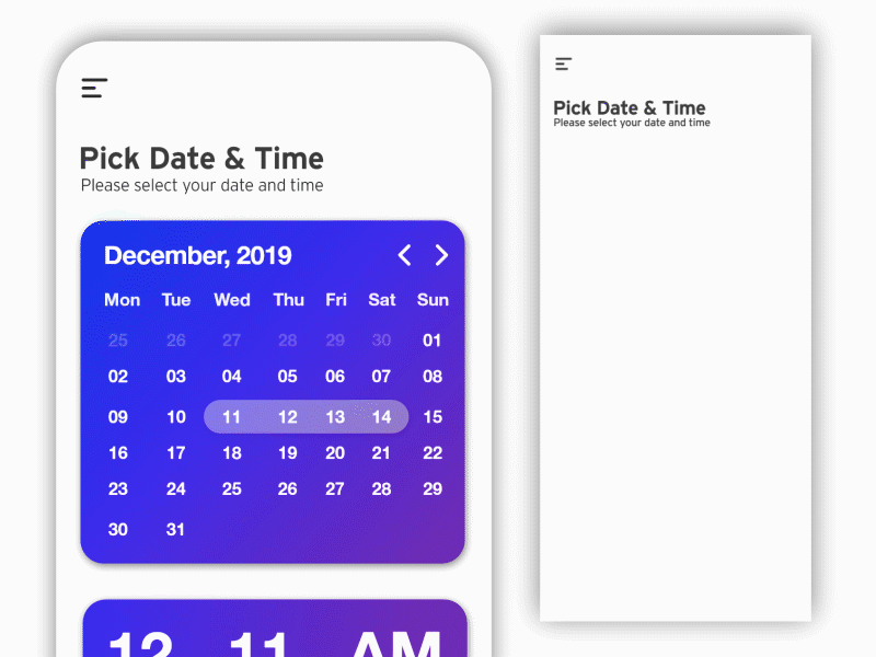 Date Time Picker android application animation app app design app designer calendar design illustration motion animation prototype ui uianimation ux