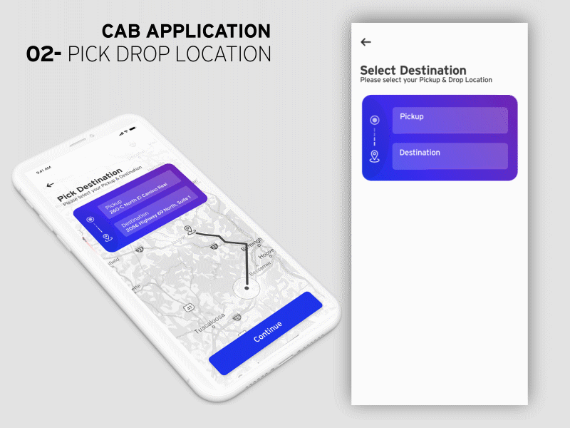 Cab Application Dribble Shot android application animation application designer ios iphone iphone app mobile mobile app mobile ui motion animation prototype prototype animation ui uidesign ux research uxdesign