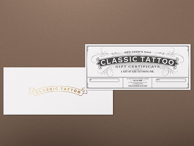 Gift certificate for a tattoo studio 19th century certificate classic effect layout lettering mockup old tattoo vintage