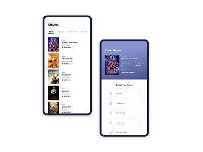 Movie Ticket Booking Application application book food book movie design food food list list mobile movie movie app movie list order food pre order ui ux