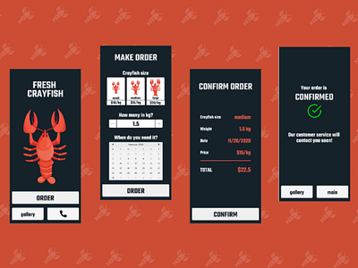 Crayfish Ordering App in Adobe Illustrator & Adobe XD