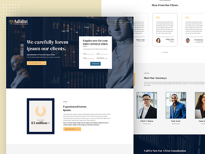 Personal injury lawyers attorney branding corporate design corporate website design justice landingpage law firm legal adviser minimal modern photoshop ui web web design