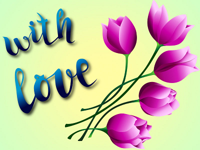 Tulips with Love flowers illustration postcard vector