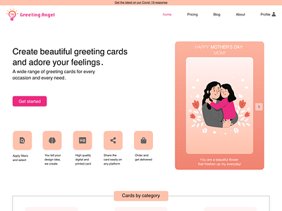 Mother's day greeting card- Landing page