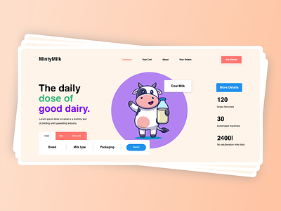 Milk dairy Landing Page landing page ui ui design user interface