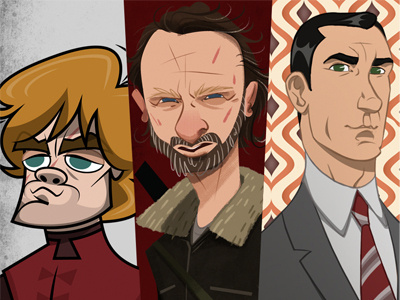 3 SERIES character design game of thrones got illustration mad men the walking dead twd