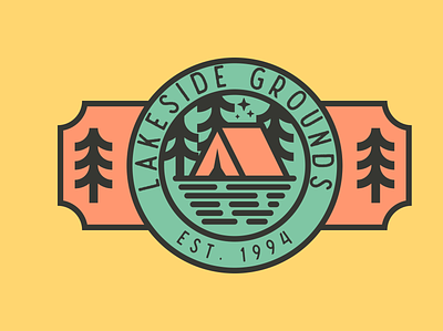 Lakeside Grounds Logo camping figma illustration illustrations lakeside line art logo logo design tent trees