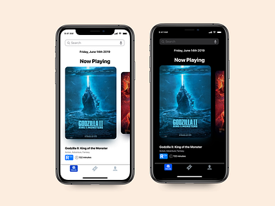 Cinema UI black and white cinema dark mode ios iphonex simple design ui uidesign ux uxdesign