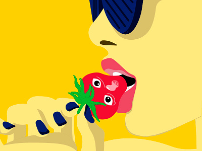 Strawberry kiss digital digitalart eat eating illustration lampa234 s0k234 vector
