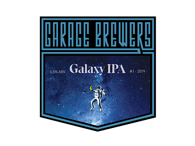 Garage Brewers - Galaxy IPA astronaut beer beer branding beer label beer label design design graphic design illustration label labeldesign typography vector