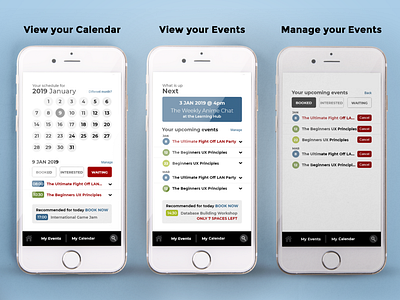 Events App Challenge app calendar dailyui design events illustration interface managment online ui web