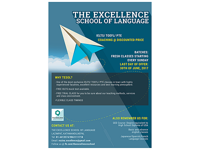 Poster Design Of Excellence School Of Language First flyers poster poster design