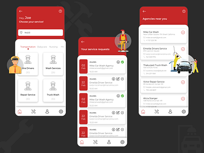 Mobile App Concept for Service Provider agency app app appointment assignment calendar car wash cards clean design light list service app ui ux