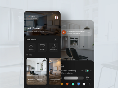 Smart Home App Design Concept cards consumption dark energy smart home smart home app user experience userinterface