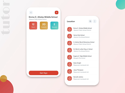 Tutor Attendance Mobile App concept add animation animation 2d app assignment attendance cards clean design education illustration light list mobile number profile sign tutor ui ux