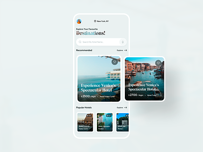 Travel App Concept app booking cards clean design gallery hotel booking light travel travel app ui user experience ux