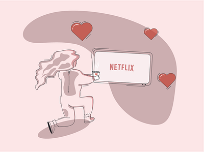 Best Valentines Day branding design flat girl heart illustration minimal netflix onesie pink takeout tv valentine valentines vector web