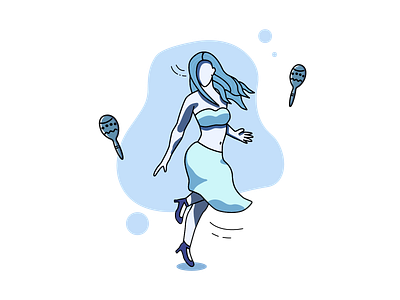 Aqua Dancer blue design flat girl illustration illustrator ipad minimal vector web