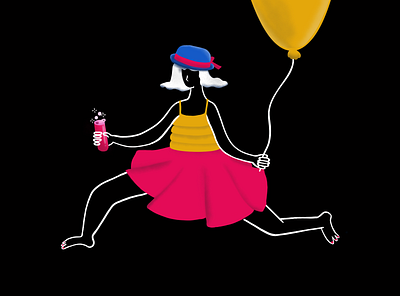 Carnival Girl black bold branding colorful design flat girl graphic design illustration pink procreate skirt web yellow