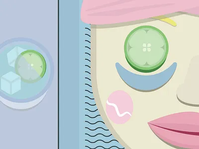 Spa day blue cucumber design face flat girl green illustration spa vector web