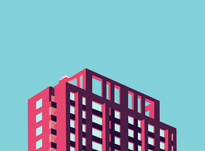 PINK BUILDING building design flat illustration illustrator logo pink vector