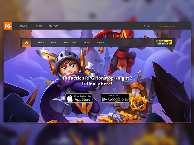 Nonstop Knight 2 Landing Page design digital figma flaregames game gaming gaming website photoshop redo showcase ui website website concept website design website template